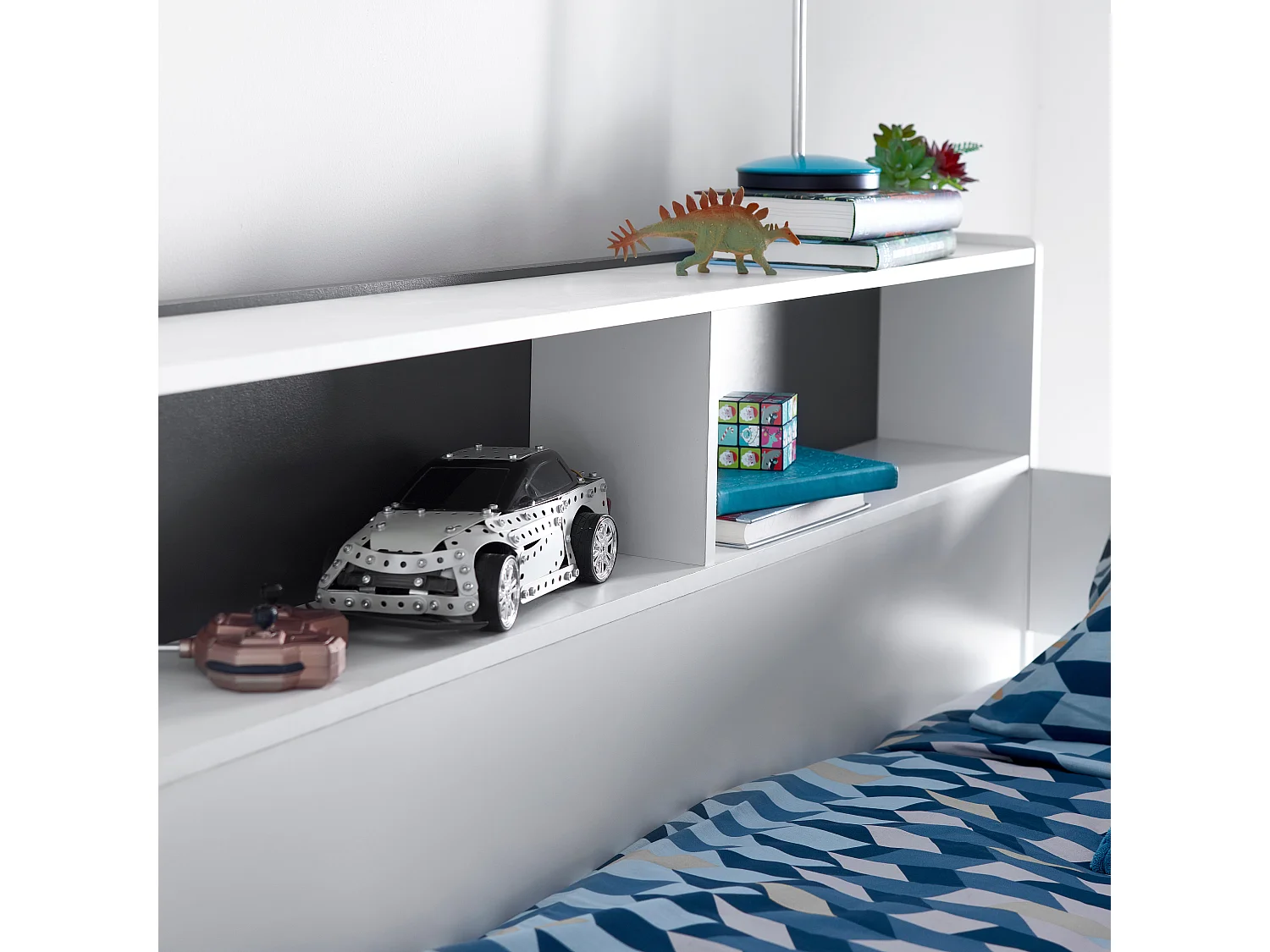 Ersa Grey and White Mid Sleeper Bed With Desk