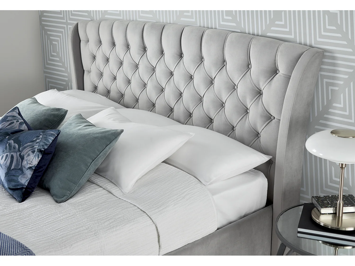 Newton Grey Velvet 4 Drawer Storage Bed Double