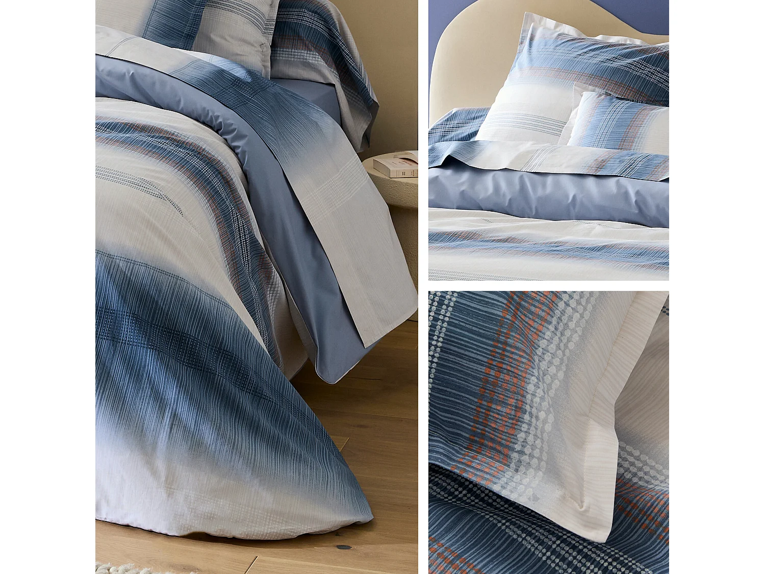 Taie d'oreiller 50x70 cm en 100% percale de coton ESTEBAN bleu