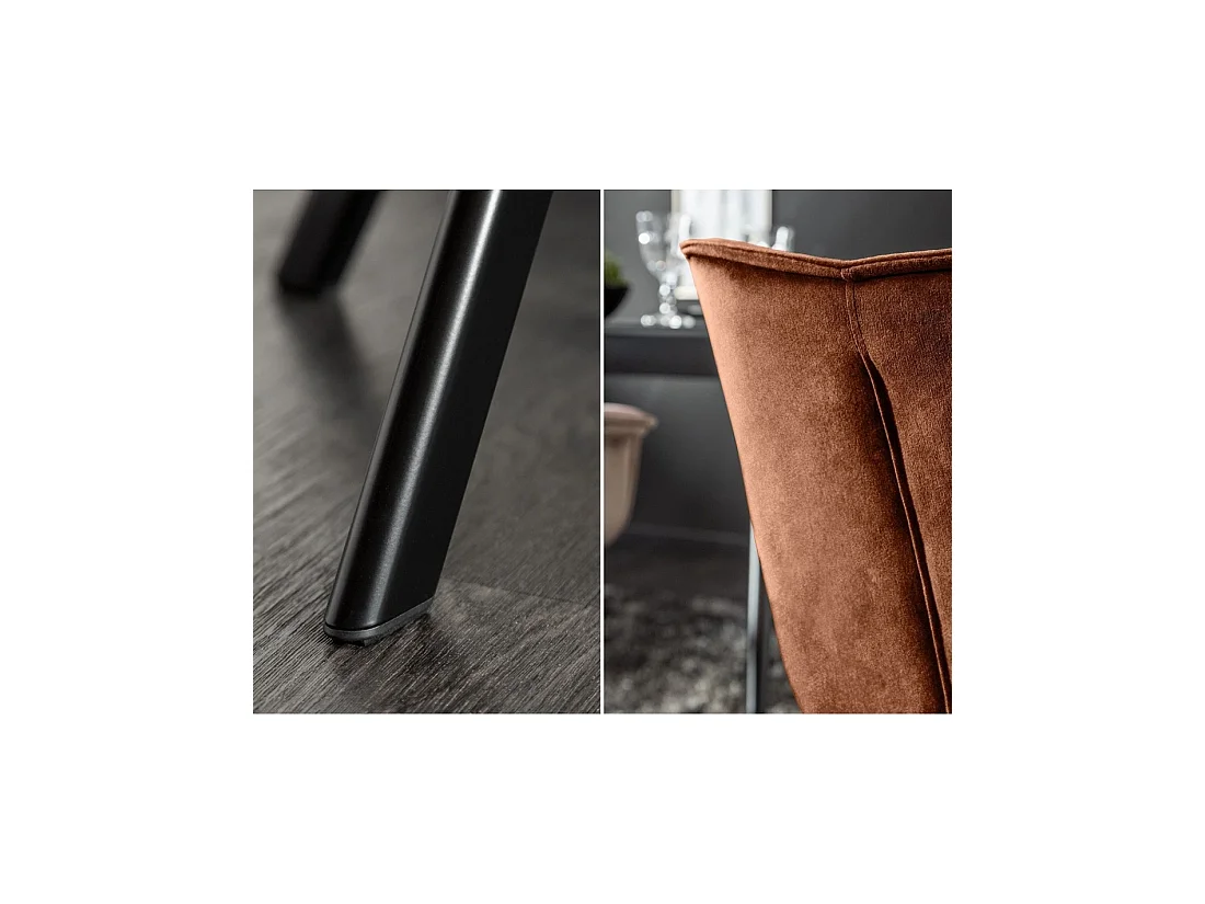Lote de 2 sillas de diseño COMFY giratorias 180° en terciopelo marrón capitonado y patas negras