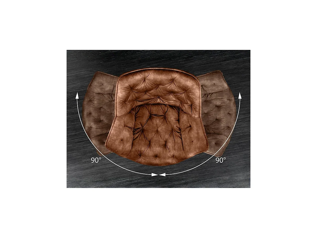 Lote de 2 sillas de diseño COMFY giratorias 180° en terciopelo marrón capitonado y patas negras