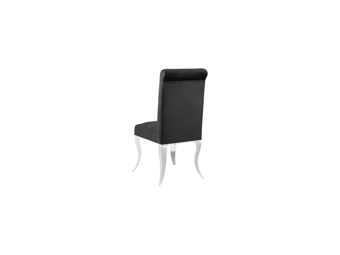 Lot de 2 chaises baroques VELENA en velours noir avec haut dossier et pieds argentés galbés