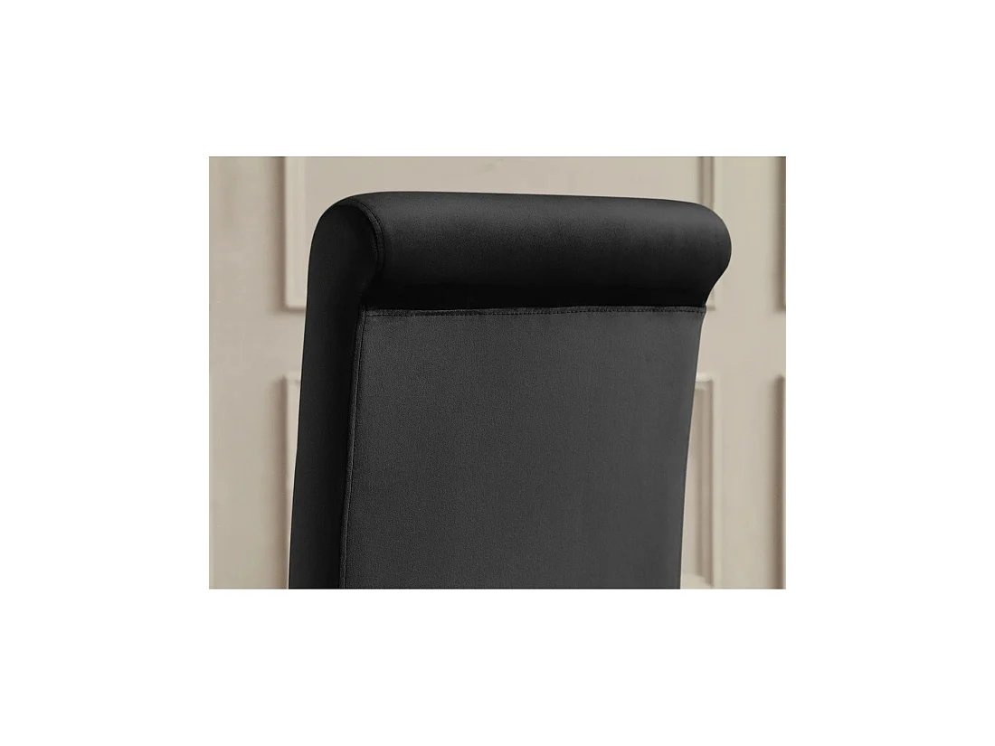 Lot de 2 chaises baroques VELENA en velours noir avec haut dossier et pieds argentés galbés