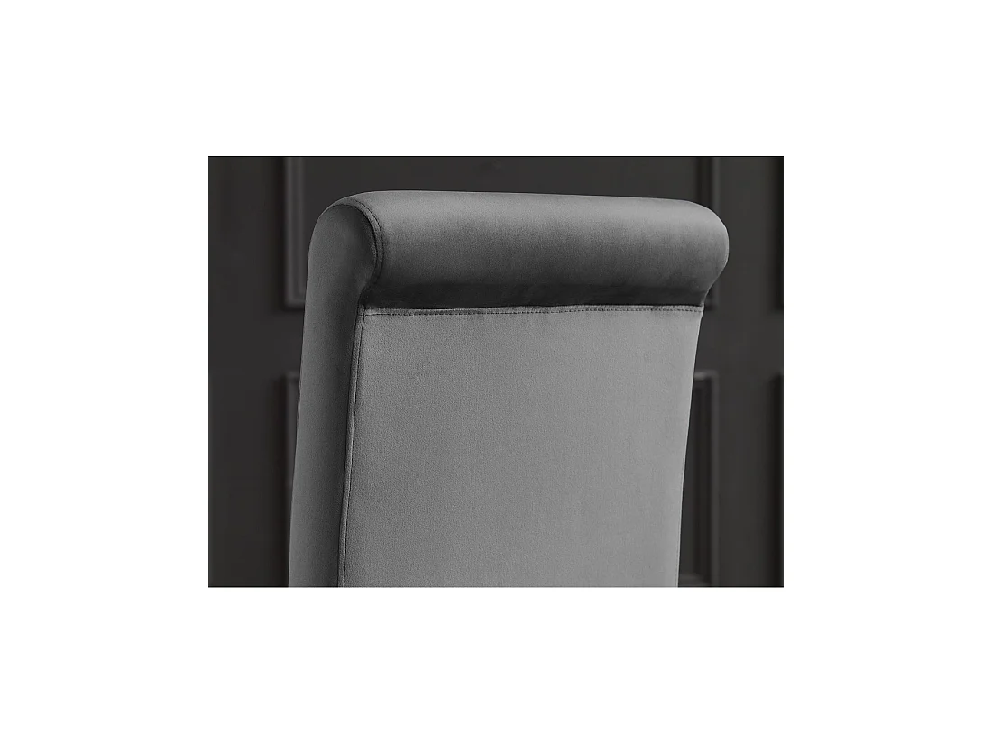 Lot de 2 chaises baroques VELENA en velours gris avec haut dossier et pieds argentés galbés