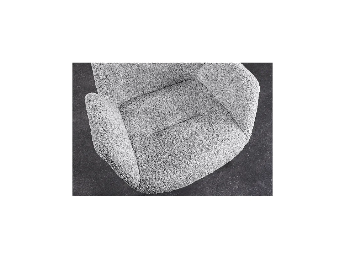 Set van 2 SORRANO designstoelen, 360° draaibaar, in lichtgrijze bouclé stof en met licht eiken poten