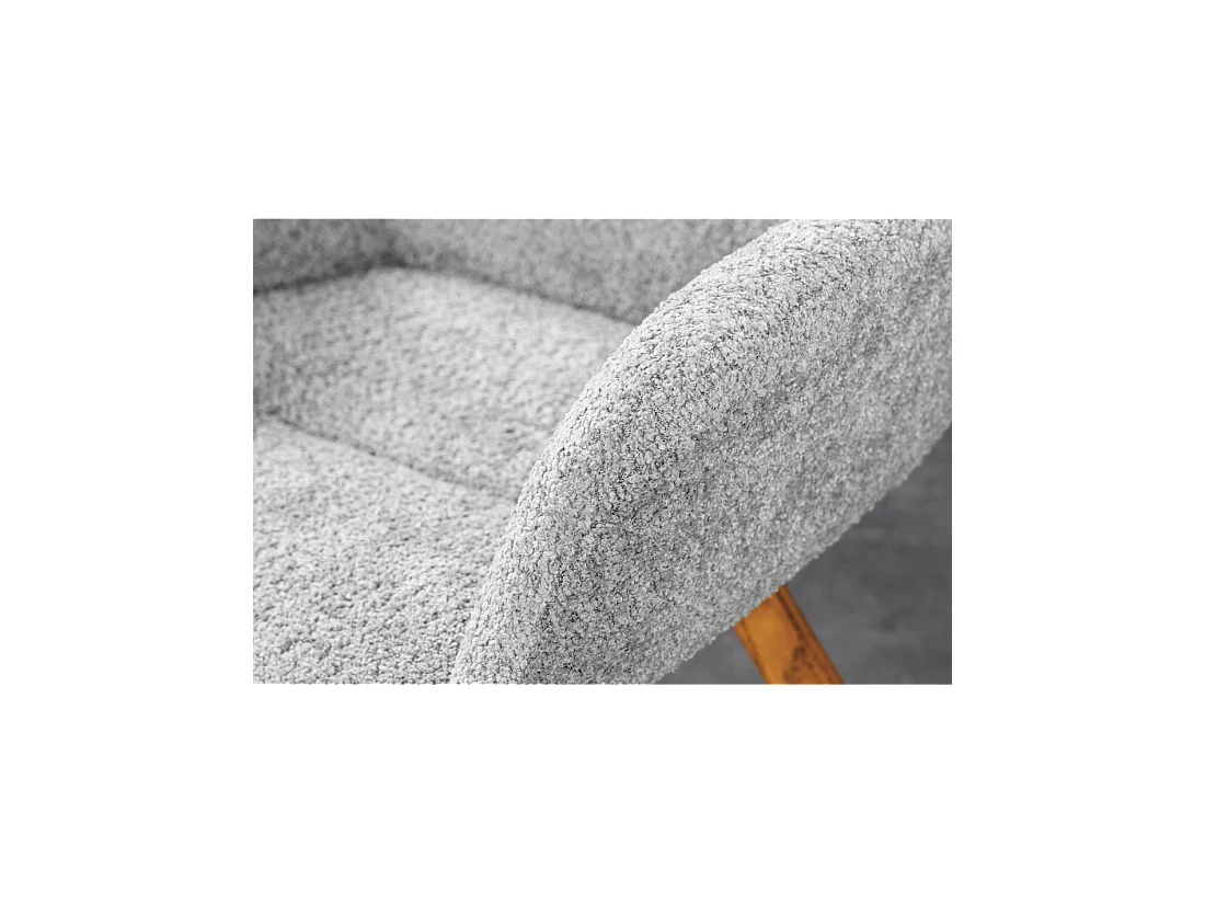 Set van 2 SORRANO designstoelen, 360° draaibaar, in lichtgrijze bouclé stof en met licht eiken poten