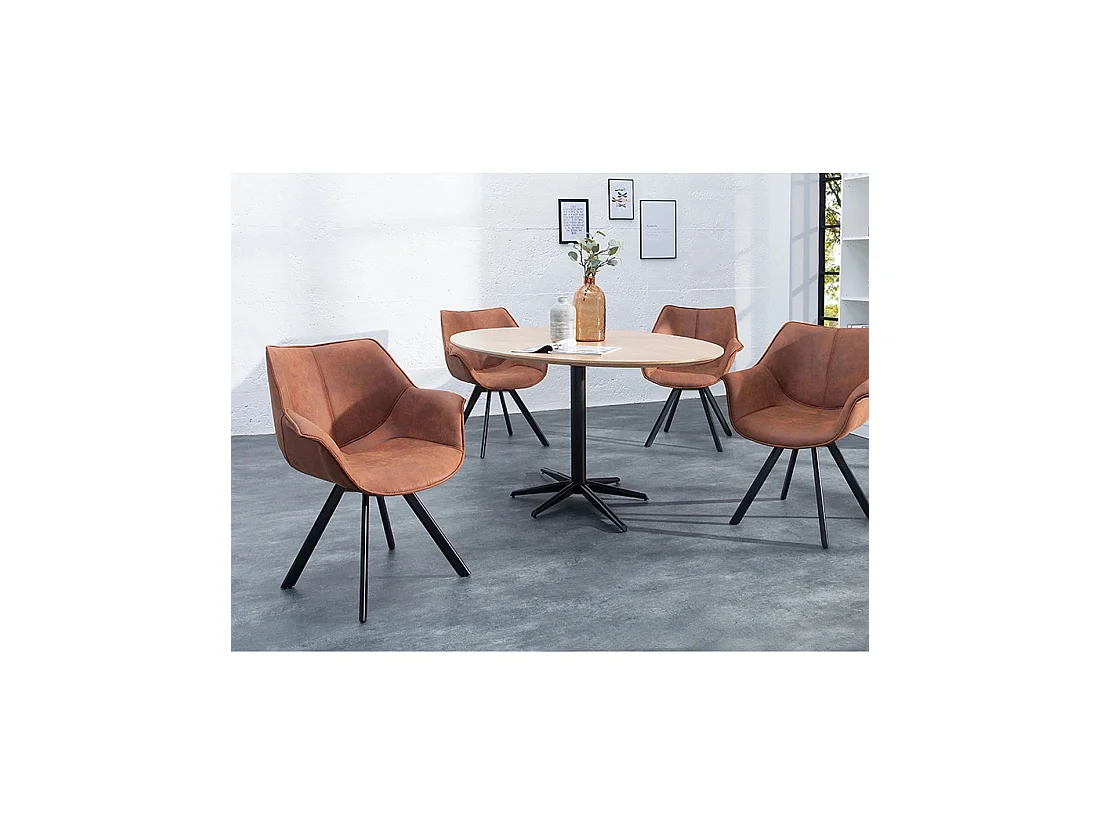 Lote de 2 sillas de diseño COMFY giratorias 180° en microfibra marrón y patas negras