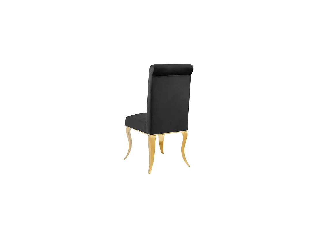 Lot de 2 chaises baroques VELENA en velours noir avec haut dossier et pieds dorés galbés
