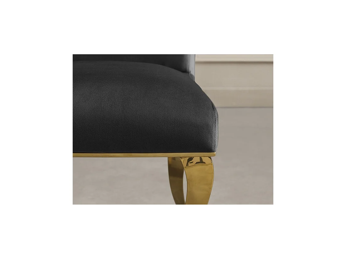 Lot de 2 chaises baroques VELENA en velours noir avec haut dossier et pieds dorés galbés