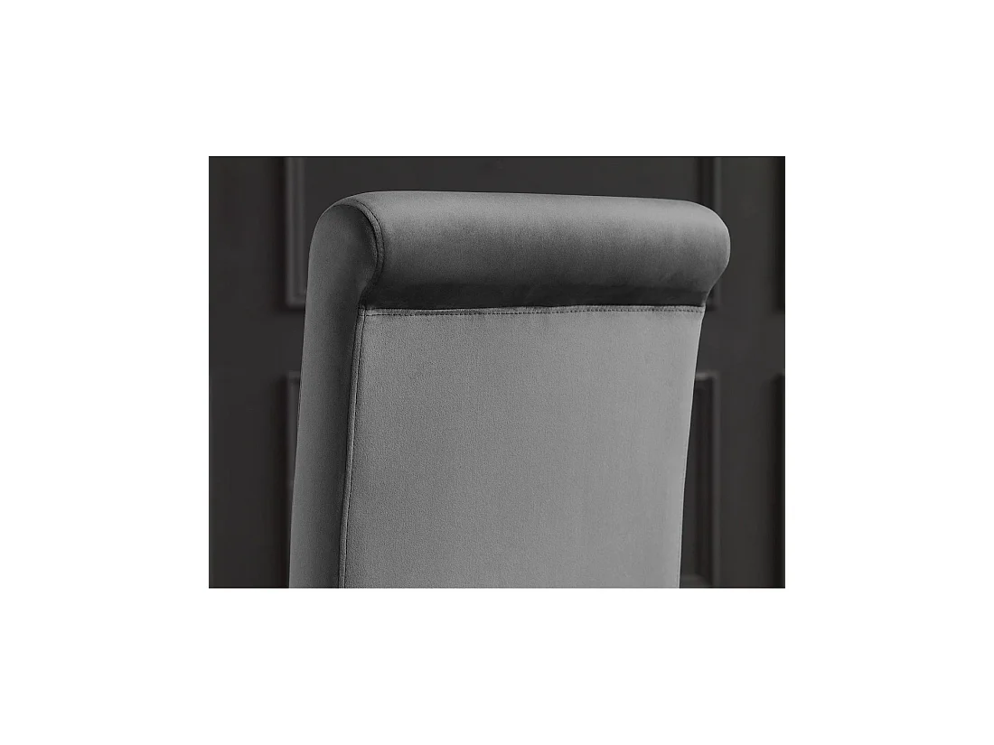 Lot de 2 chaises baroques VELENA en velours gris avec haut dossier et pieds dorés galbés