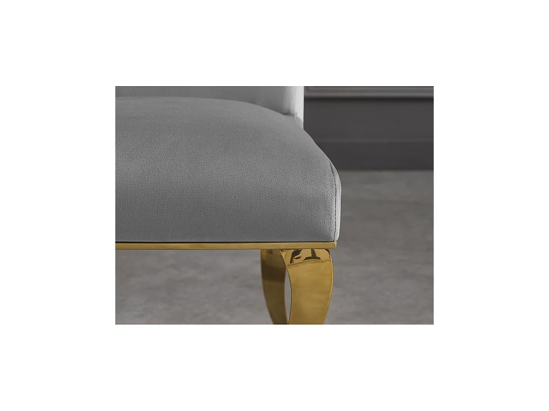 Lot de 2 chaises baroques VELENA en velours gris avec haut dossier et pieds dorés galbés