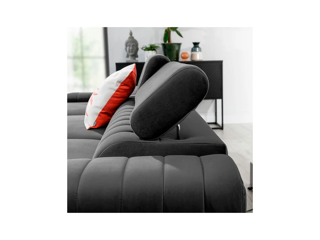 Canapé d'angle gauche Gris foncé convertible 3 places JAYSON avec couchage