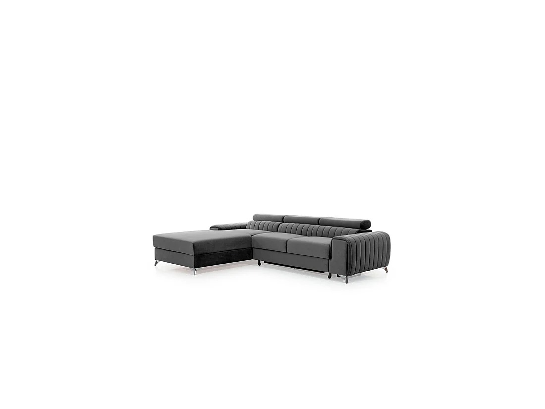 Canapé d'angle gauche Gris foncé convertible 3 places JAYSON avec couchage