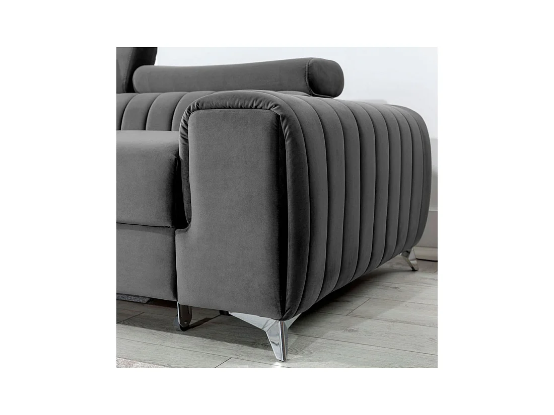 Canapé d'angle gauche Gris foncé convertible 3 places JAYSON avec couchage