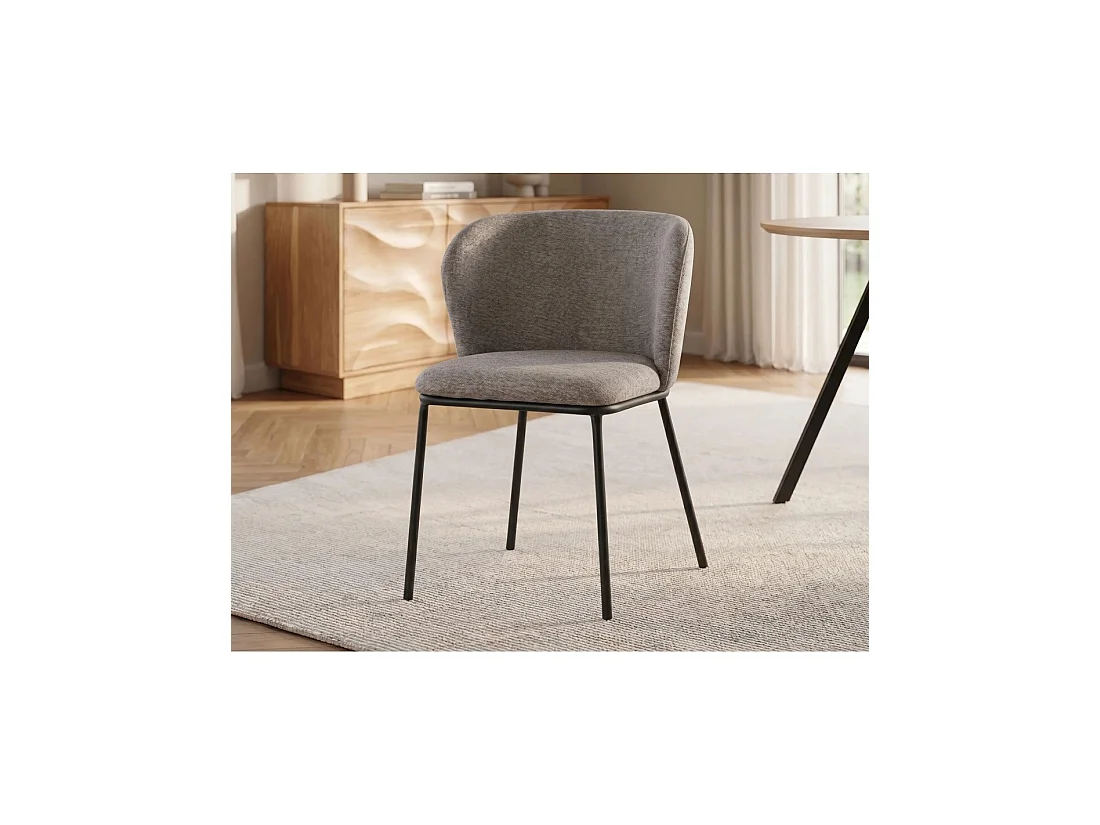 Lot de 2 chaises PAVIA gris beige – Dossier enveloppant arrondi et pieds fins noirs