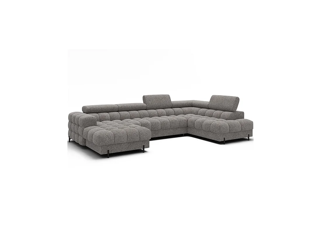 Canapé panoramique convertible Gris chiné angle droit FERARIA 358x93x202cm