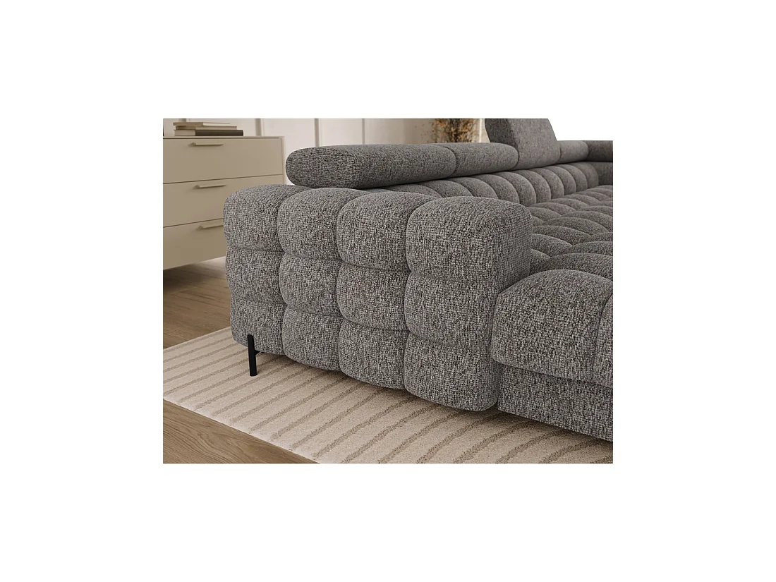 Canapé panoramique convertible Gris chiné angle droit FERARIA 358x93x202cm
