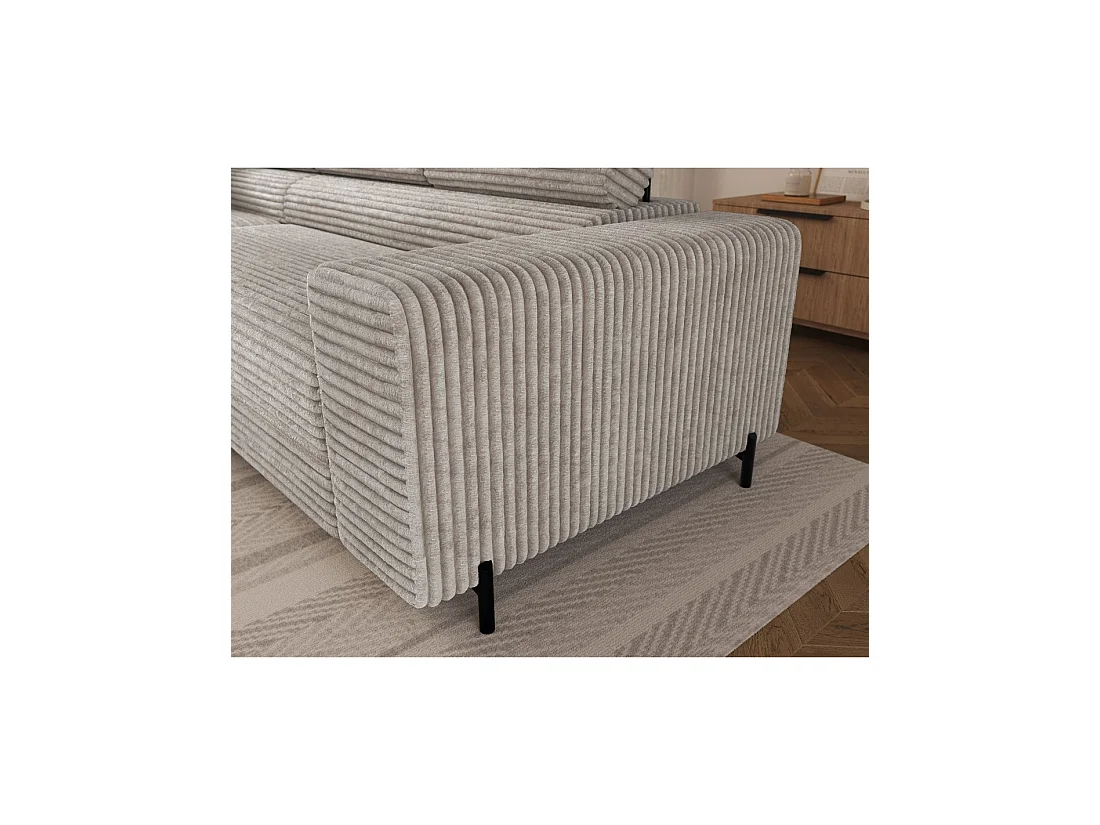 Canapé d'angle COLESIA convertible 5 places blanc crème velours côtelé – gauche – 274x200cm