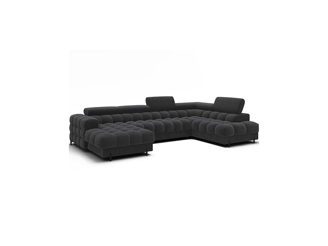 Canapé panoramique convertible Charbon angle droit FERARIA 358x93x202cm