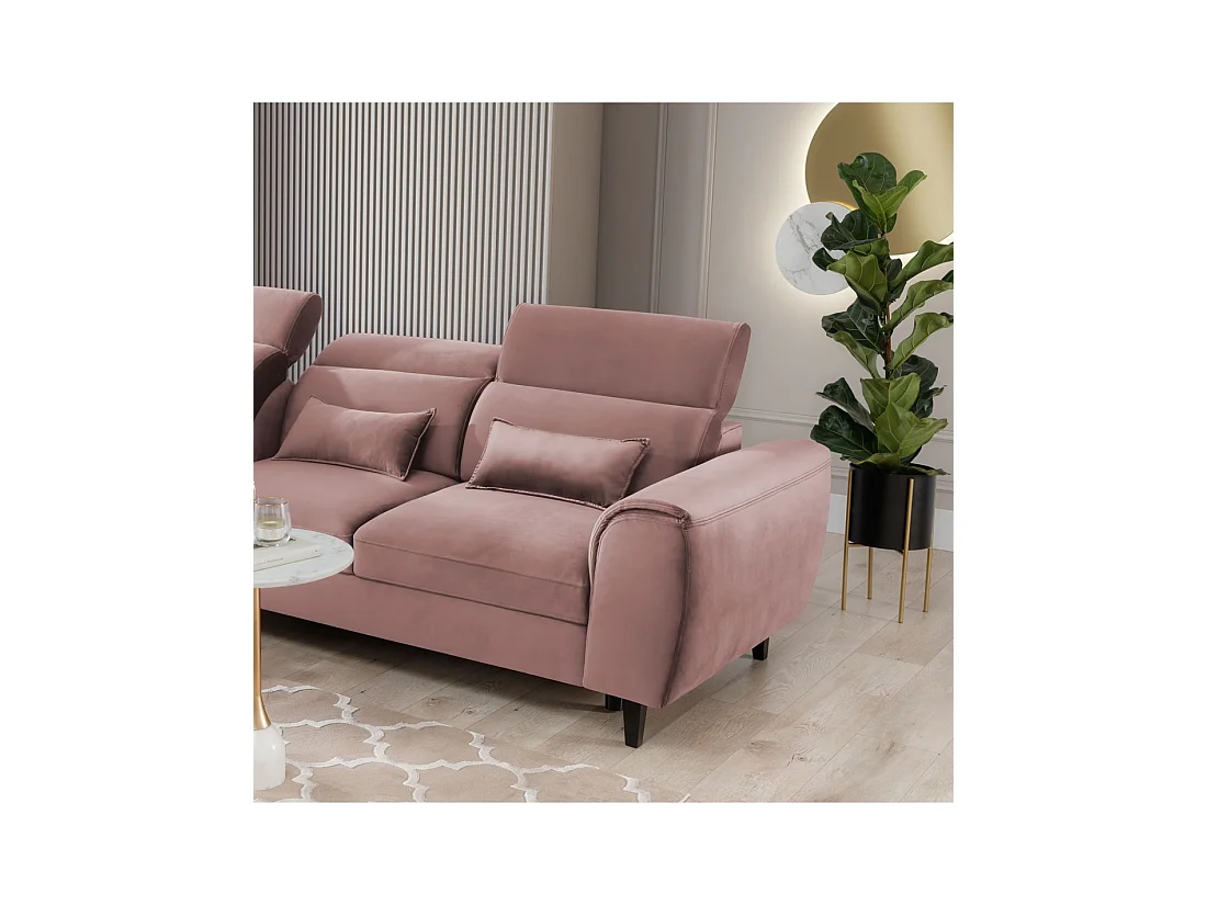 Canapé d'angle convertible rose angle gauche 4 places FABLE
