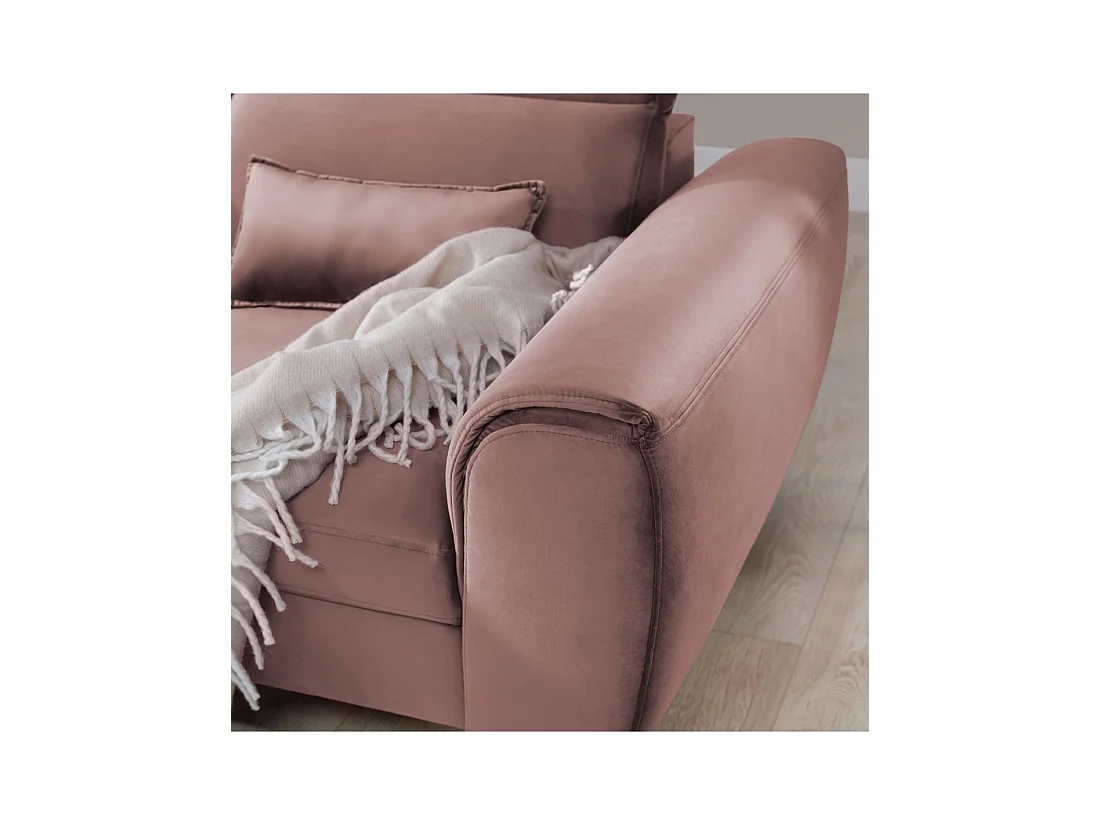 Canapé d'angle convertible rose angle gauche 4 places FABLE