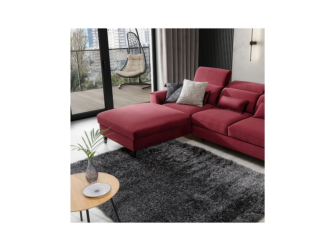 Hoekbank met slaapfunctie rood links 4-zits FABLE