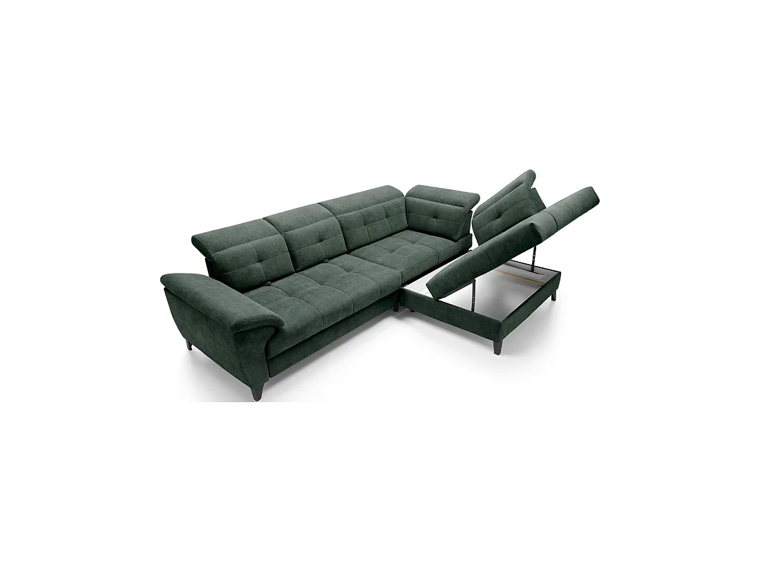 Canapé d'angle Vert 5 places angle droit assise profonde INFERNO
