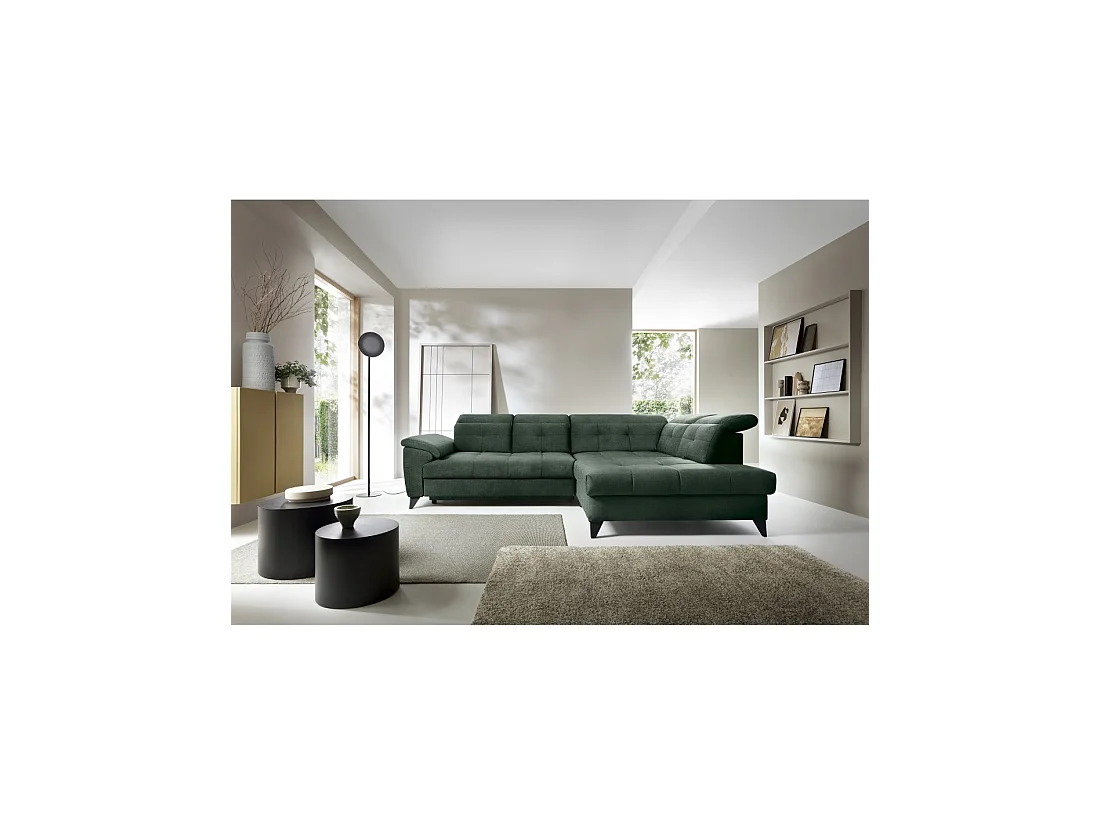 Canapé d'angle Vert 5 places angle droit assise profonde INFERNO