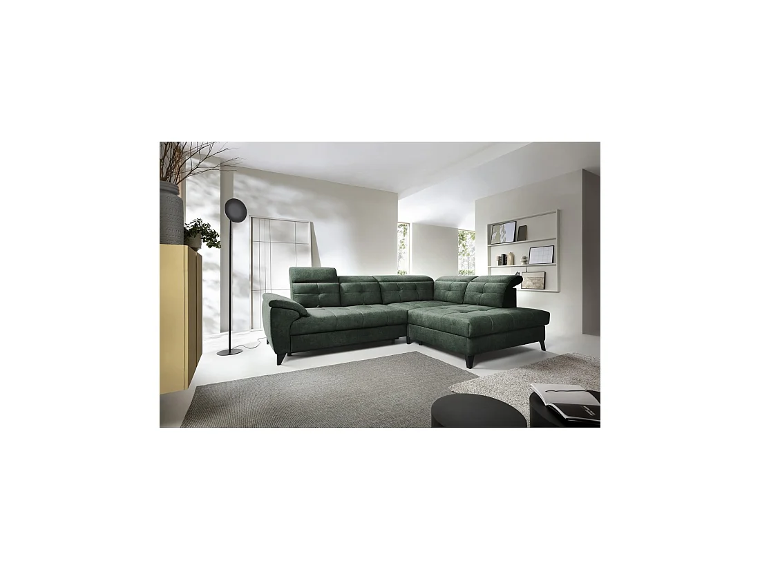 Canapé d'angle Vert 5 places angle droit assise profonde INFERNO