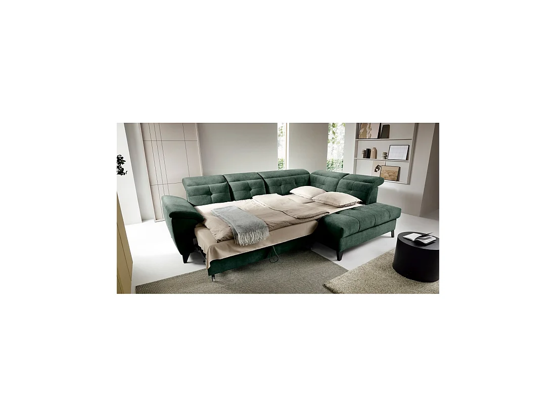 Canapé d'angle Vert 5 places angle droit assise profonde INFERNO