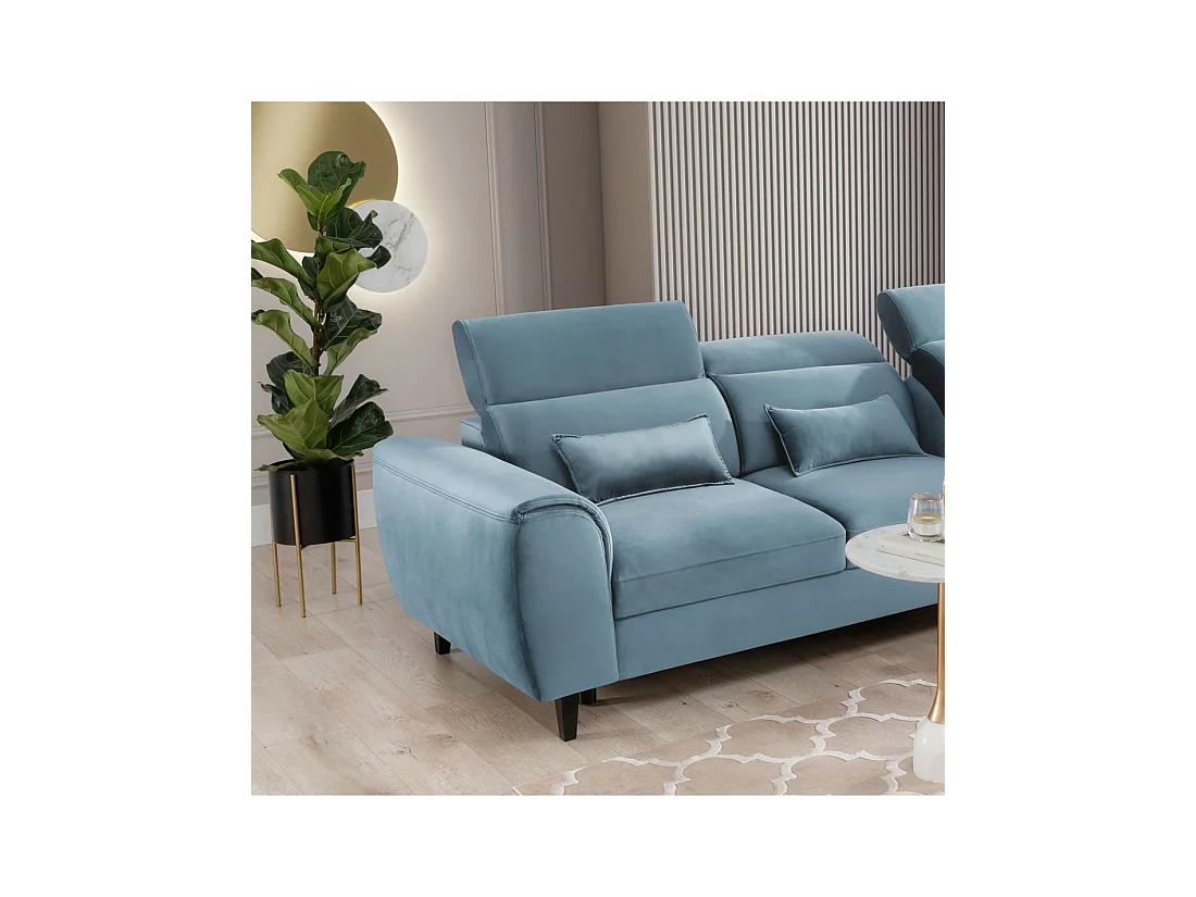 Canapé d'angle convertible bleu angle droit 4 places FABLE