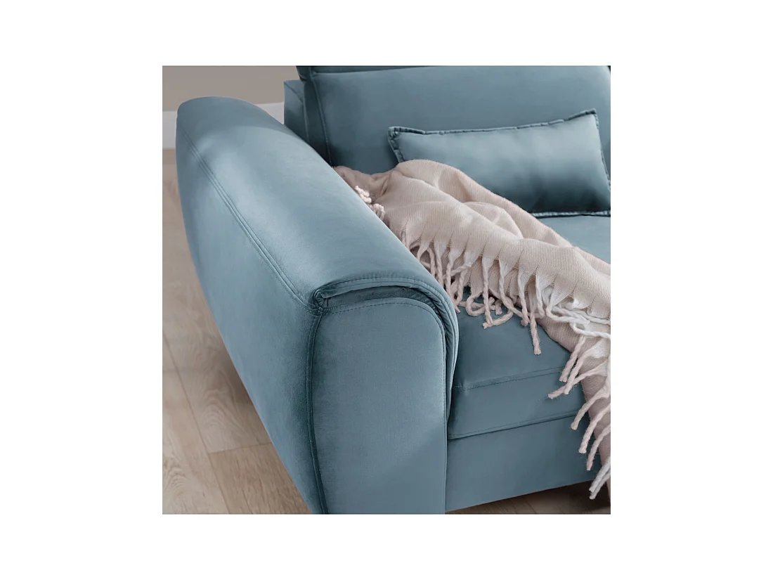 Canapé d'angle convertible bleu angle droit 4 places FABLE