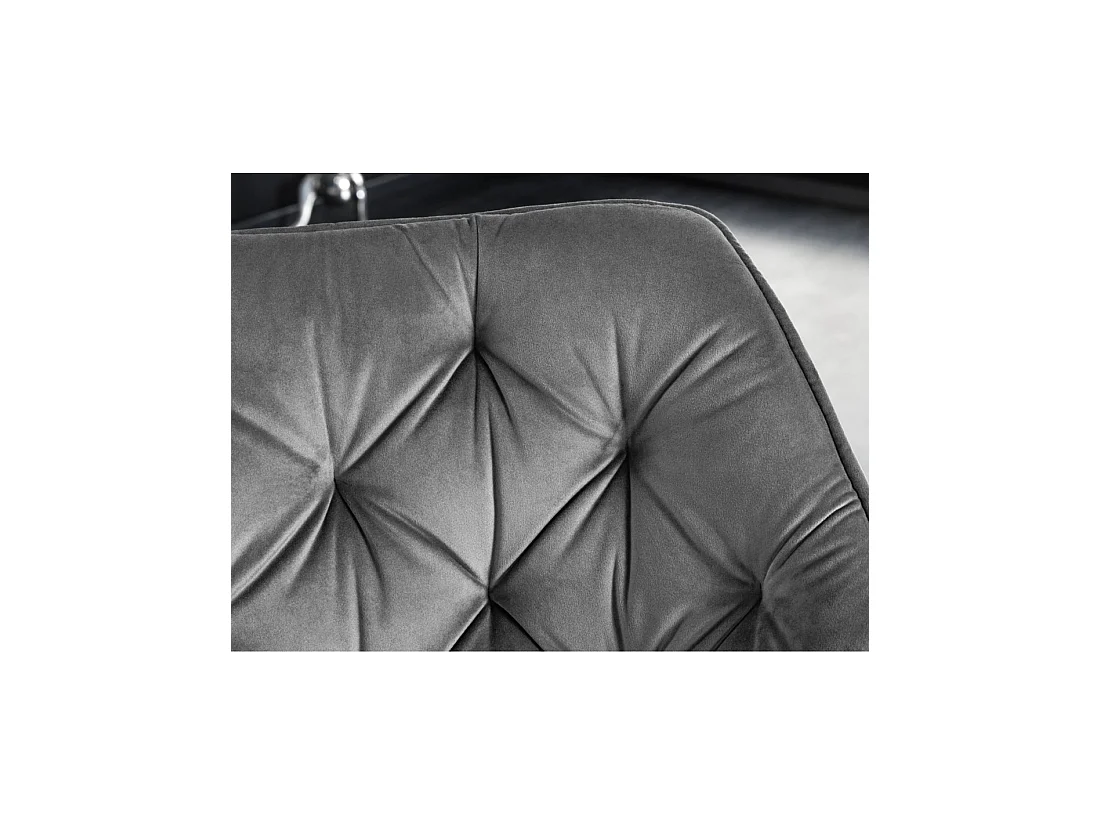 Lot de 2 chaises design COMFY pivotantes à 180° en velours gris capitonné et pieds noirs