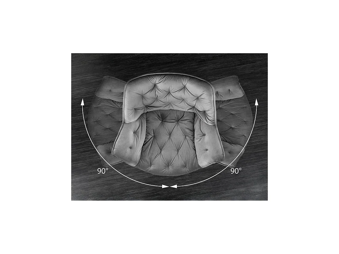 Lot de 2 chaises design COMFY pivotantes à 180° en velours gris capitonné et pieds noirs