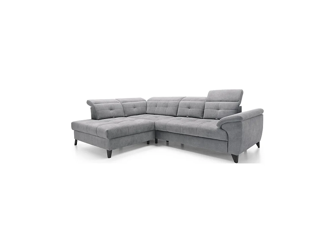 Canapé d'angle Gris 5 places angle gauche assise haute 48cm INFERNO