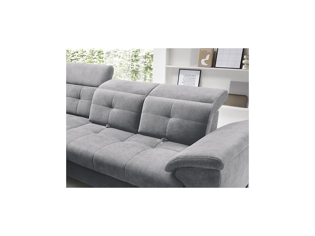 Canapé d'angle Gris 5 places angle gauche assise haute 48cm INFERNO