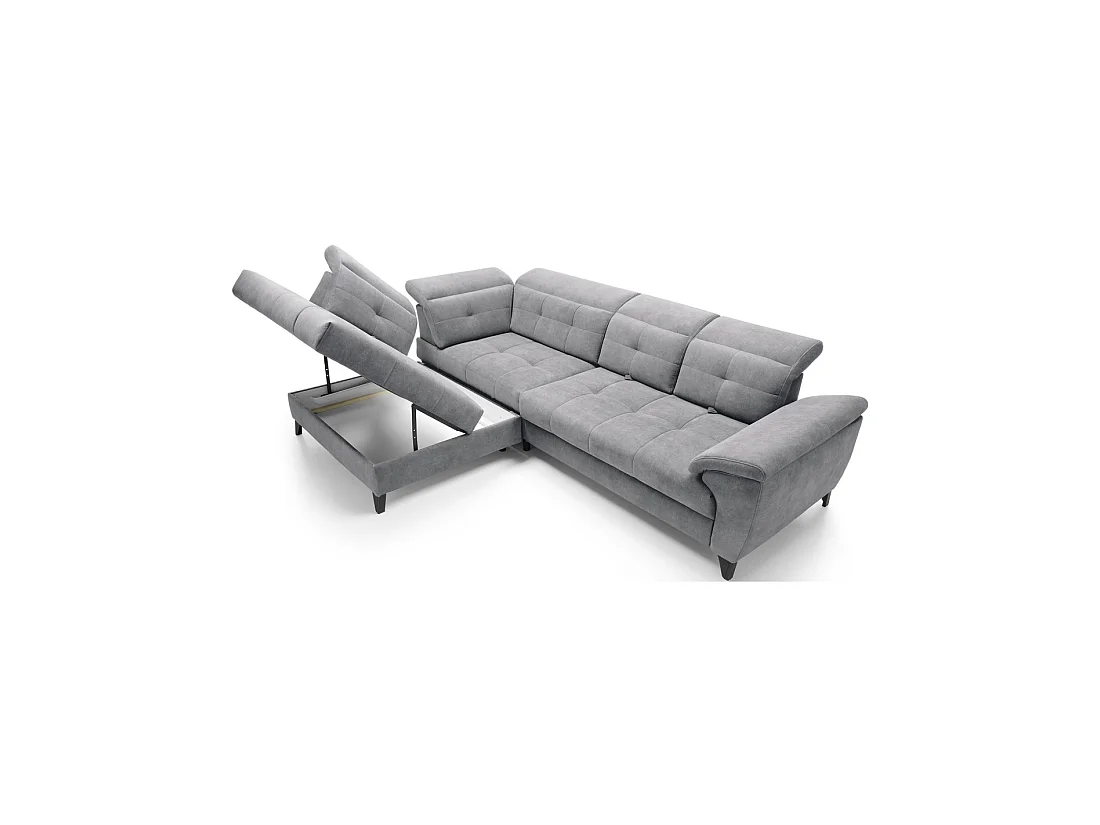 Canapé d'angle Gris 5 places angle gauche assise haute 48cm INFERNO