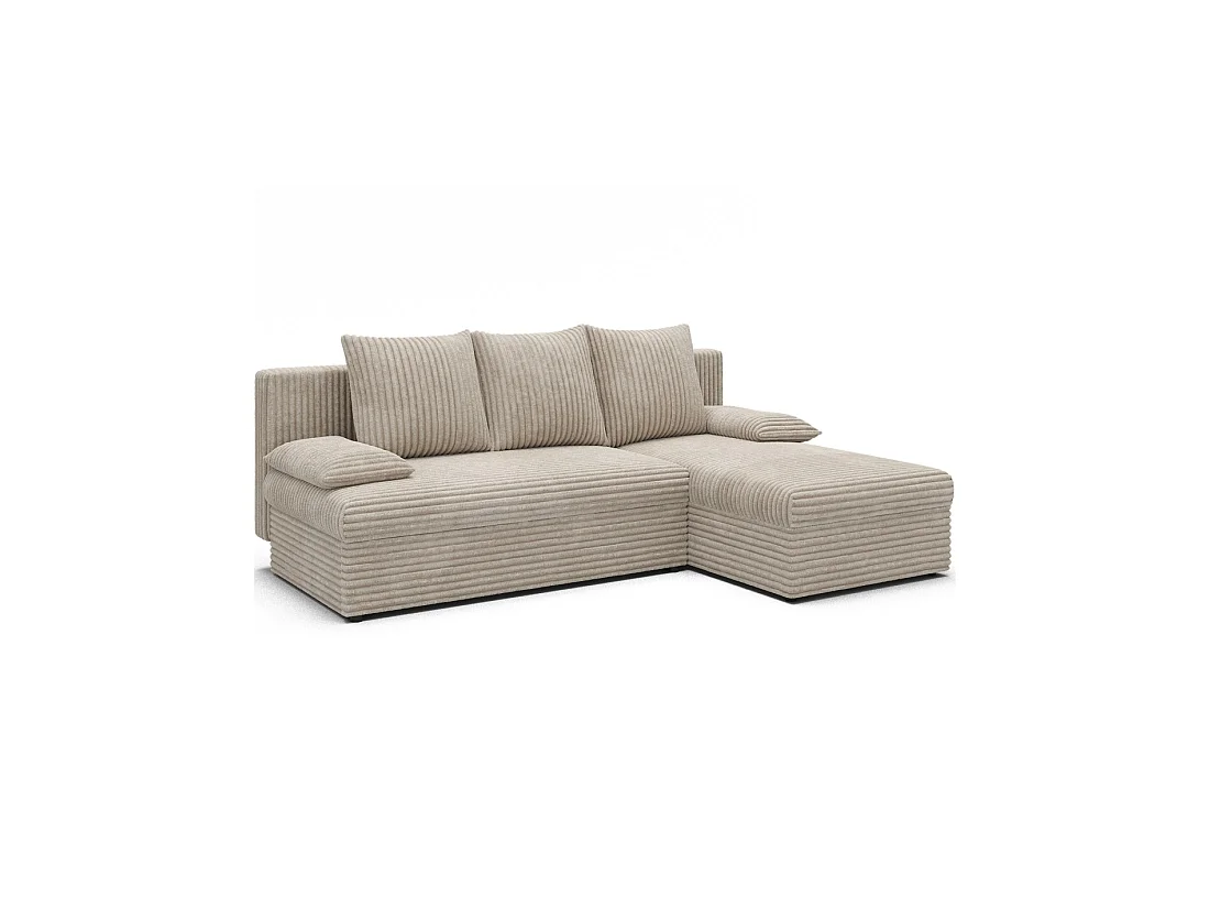 Canapé d'angle Beige clair 3 places coffre à literie 206x90x146cm GINA