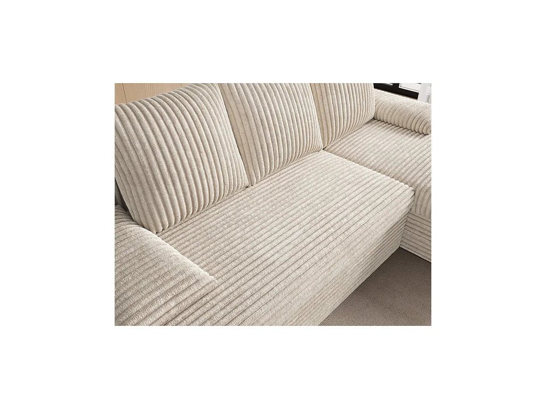 Canapé d'angle Beige clair 3 places coffre à literie 206x90x146cm GINA