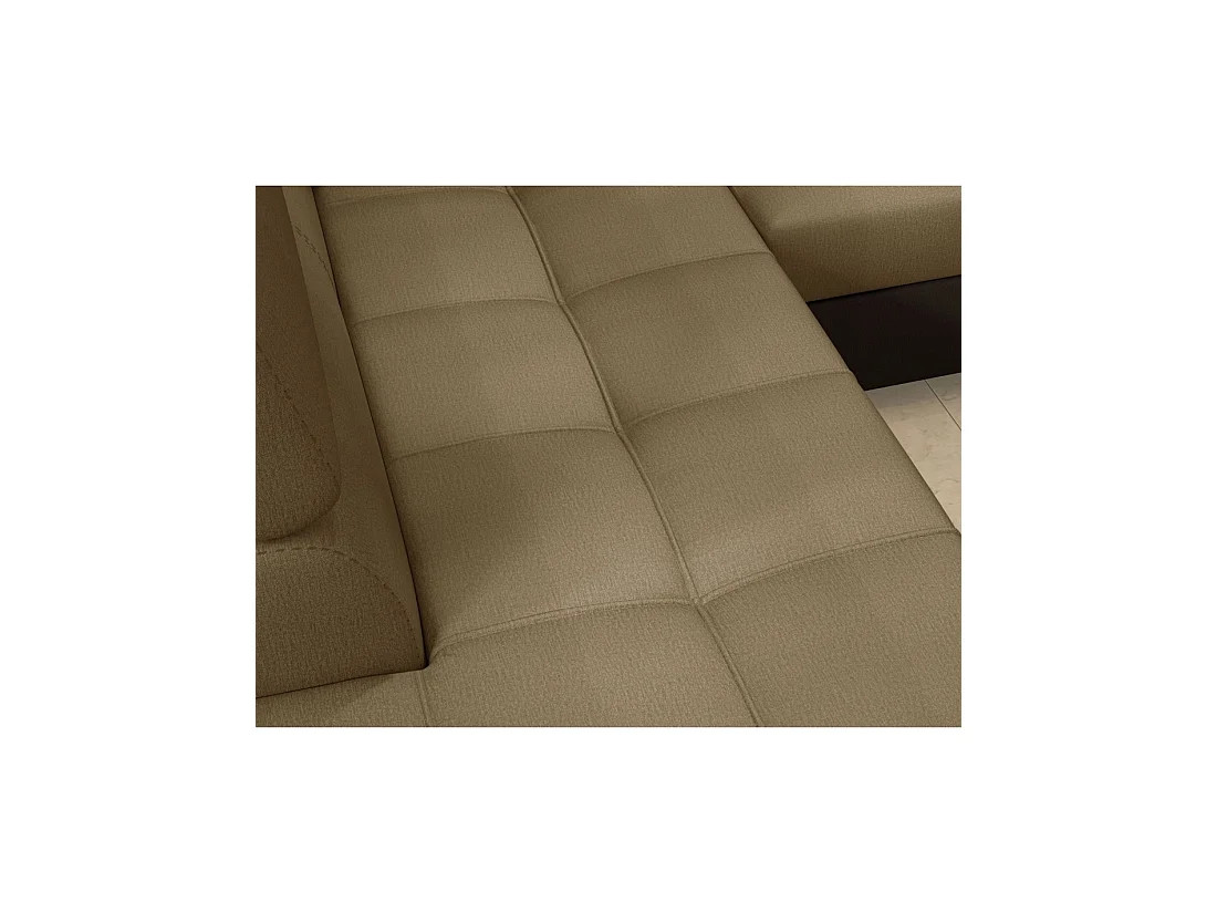 Canapé d'angle convertible PALAZZO 4 places marron clair et foncé – angle droit avec 1 coussin