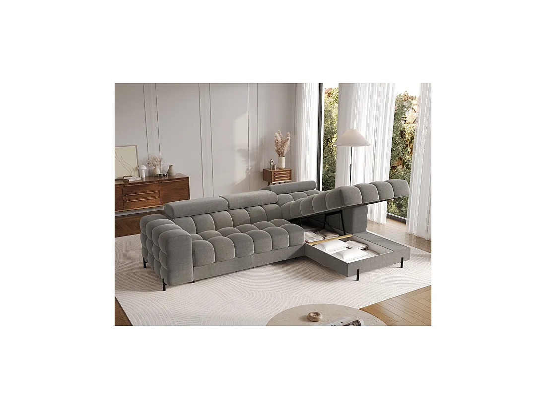 Canapé d'angle droit convertible Gris foncé confort premium 285x99x181cm FILTRO