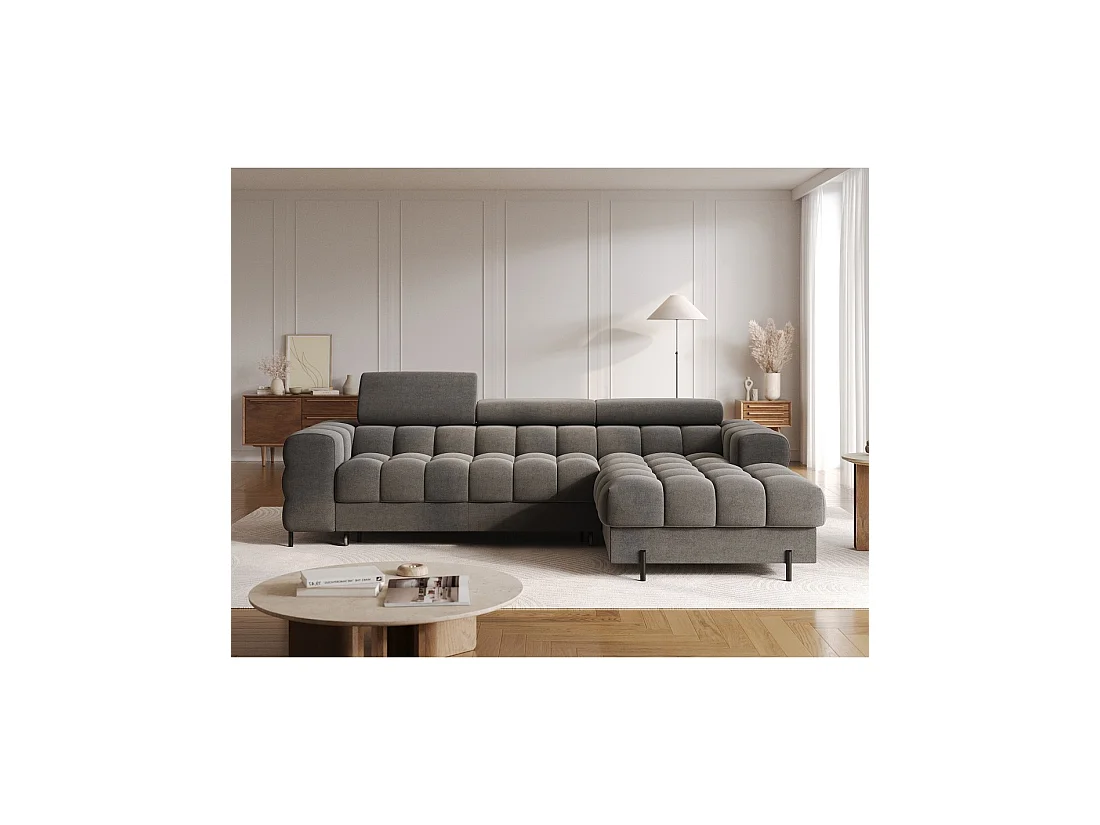 Canapé d'angle droit convertible Gris foncé confort premium 285x99x181cm FILTRO