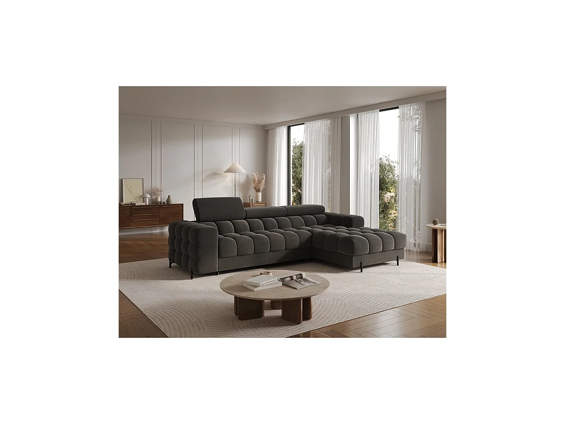 Canapé d'angle droit convertible Gris foncé confort premium 285x99x181cm FILTRO
