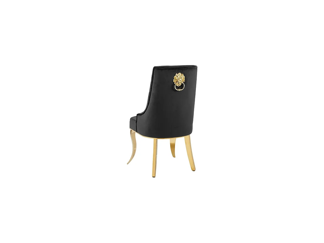Lot de 2 chaises baroques VELENA en velours noir capitonné avec pieds dorés