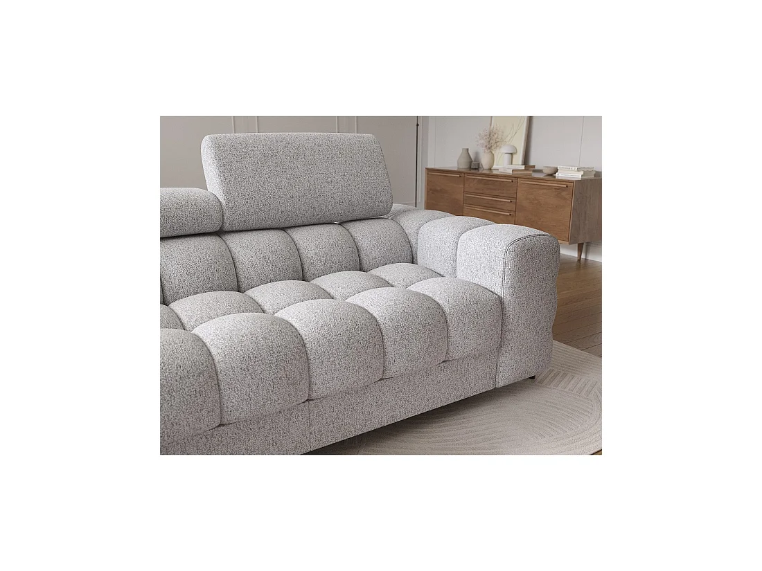 Canapé d'angle gauche convertible Gris chiné ligne moderne 285x99x181cm FILTRO