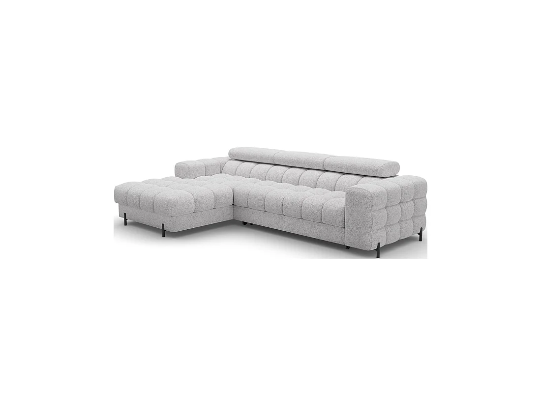 Canapé d'angle gauche convertible Gris chiné ligne moderne 285x99x181cm FILTRO