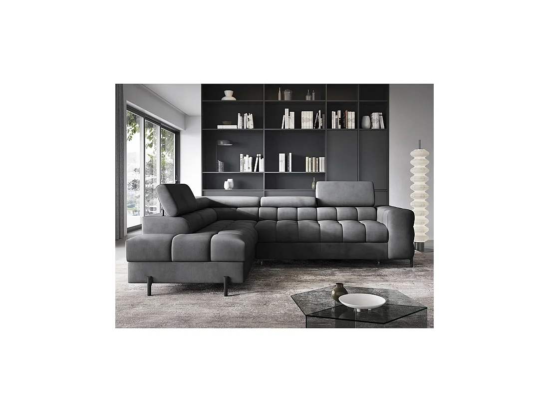 Canapé FERRUM Donkergrijs omvormbaar 5 zitplaatsen linkerhoek comfortabele zitting 276x93x200cm
