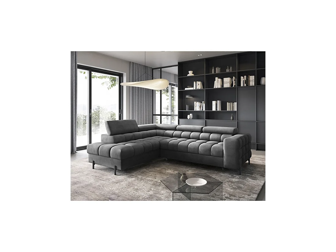 Canapé FERRUM Donkergrijs omvormbaar 5 zitplaatsen linkerhoek comfortabele zitting 276x93x200cm