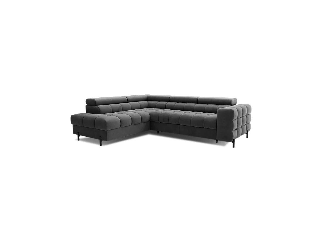 Canapé FERRUM Donkergrijs omvormbaar 5 zitplaatsen linkerhoek comfortabele zitting 276x93x200cm