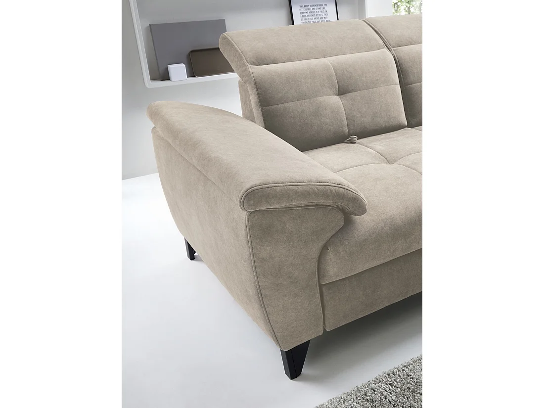 Canapé d'angle Beige 5 places angle droit lit d'appoint INFERNO